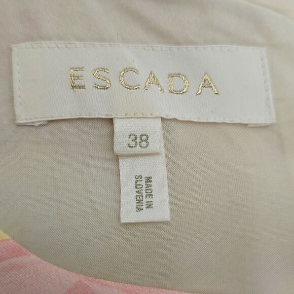 STUNNING ESCADA 100% SILK FLORAL DRESS WITH COVER-UP OVERSHIRT - Picture 7 of 9